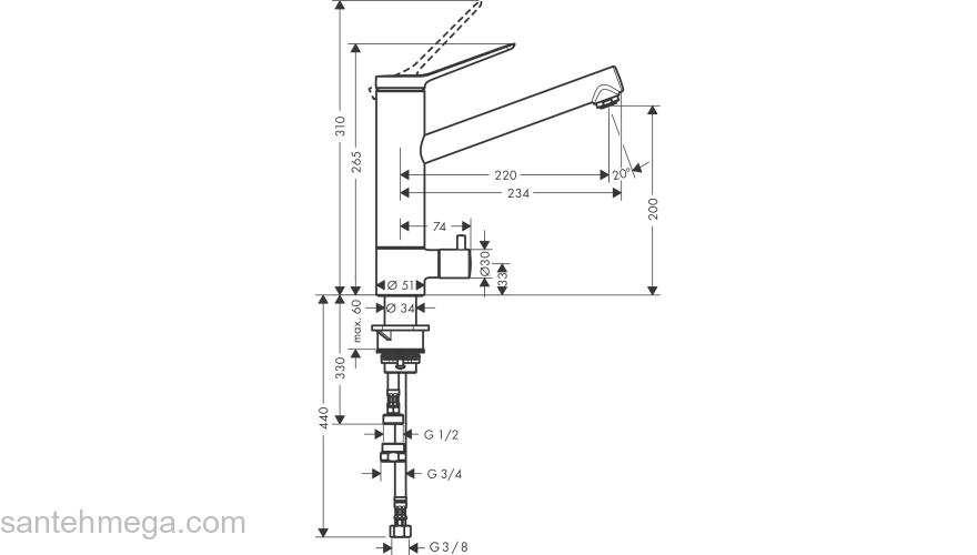 Кухонный смеситель Hansgrohe Zesis M33 CoolStart 74808000, хром. Фото